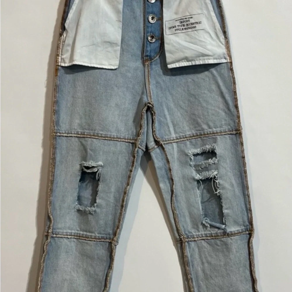 Maniere De Voir Eccentric Inside Out Distressed Grunge Jeans Sz UK 8 / US 4 - Picture 4 of 8